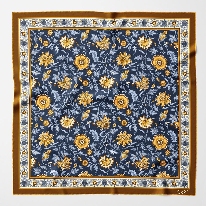Carrara Seidenhalstuch Navy & Senf