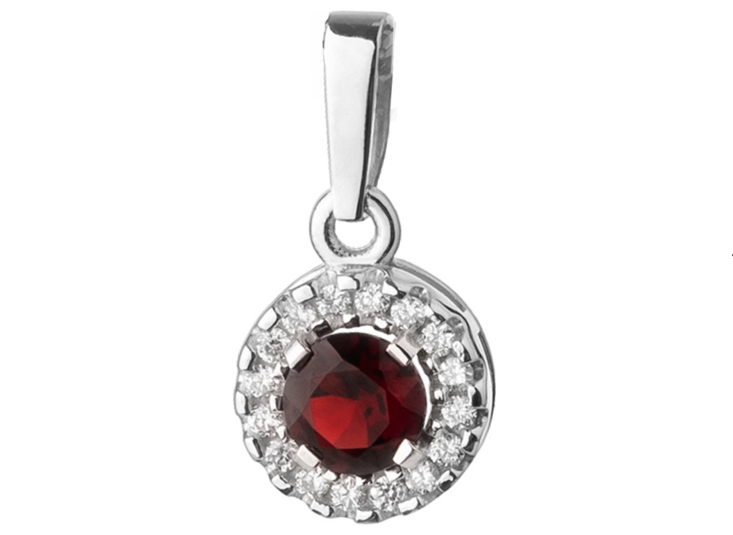 Anhänger Weißgold mit böhmischem Granat und Diamant