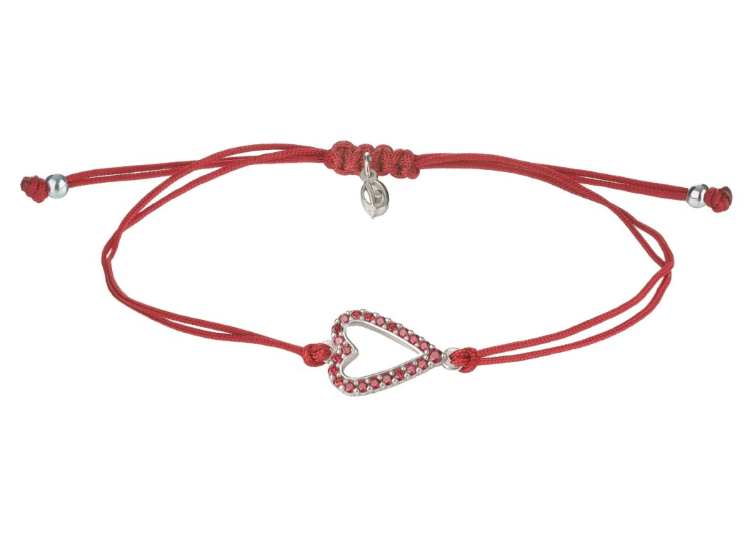 Shamballa - Silberarmband mit Granatstein und Herz