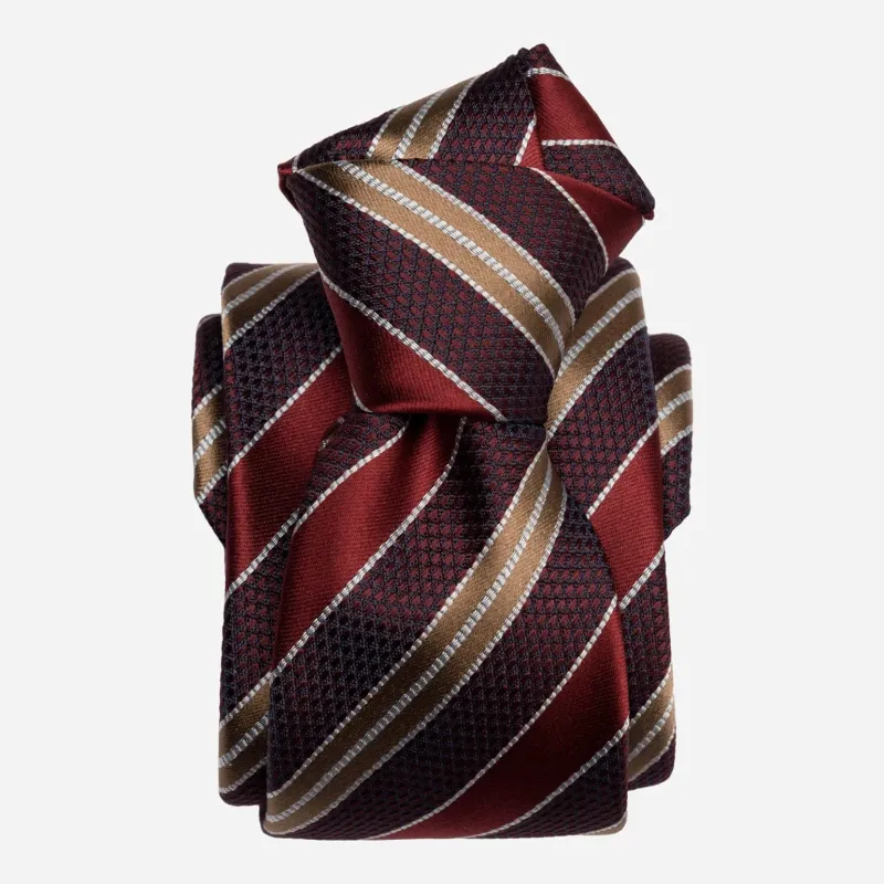 Vesuvio - Seidenjacquard Krawatte Rot und Burgund
