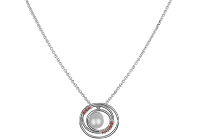 Halskette - Silber mit Granat und Perle
