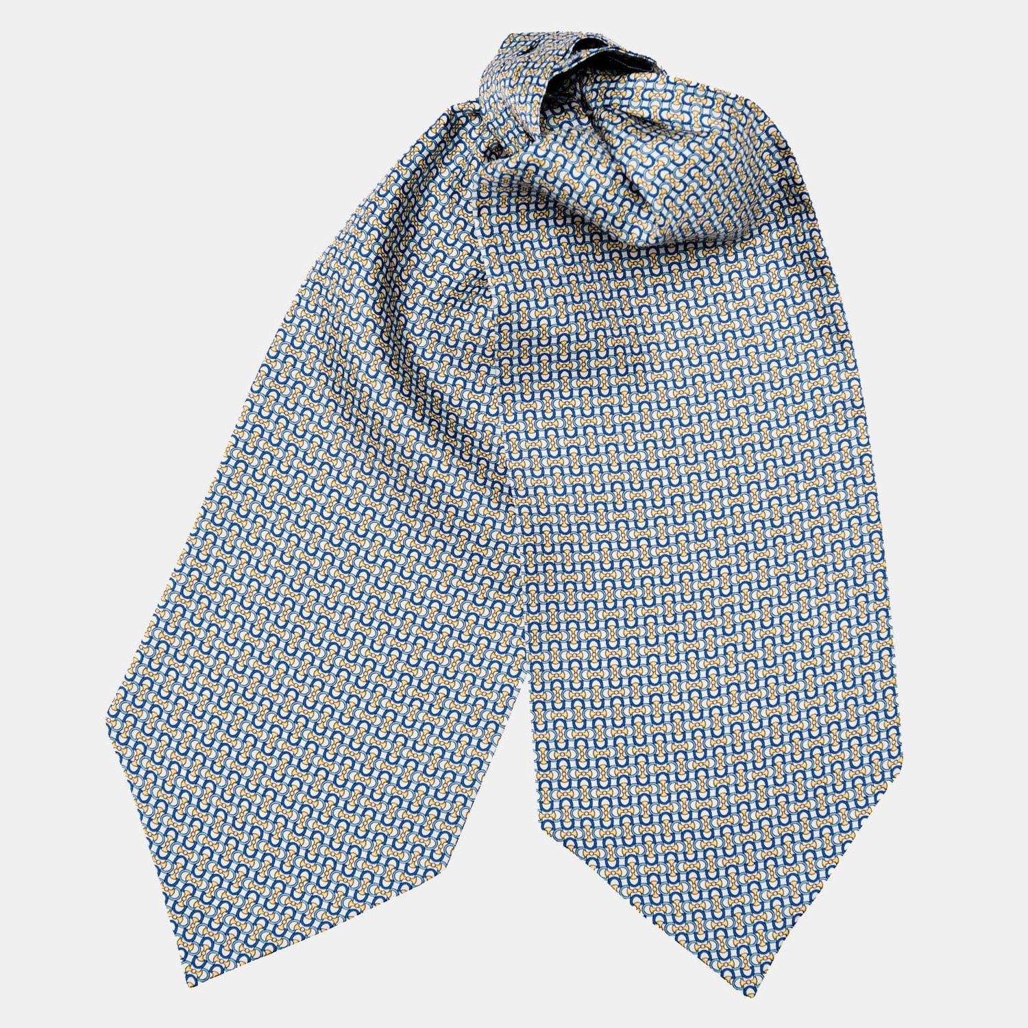 Condotti - Ascot Krawattenschal aus Seide Blau-Gelb