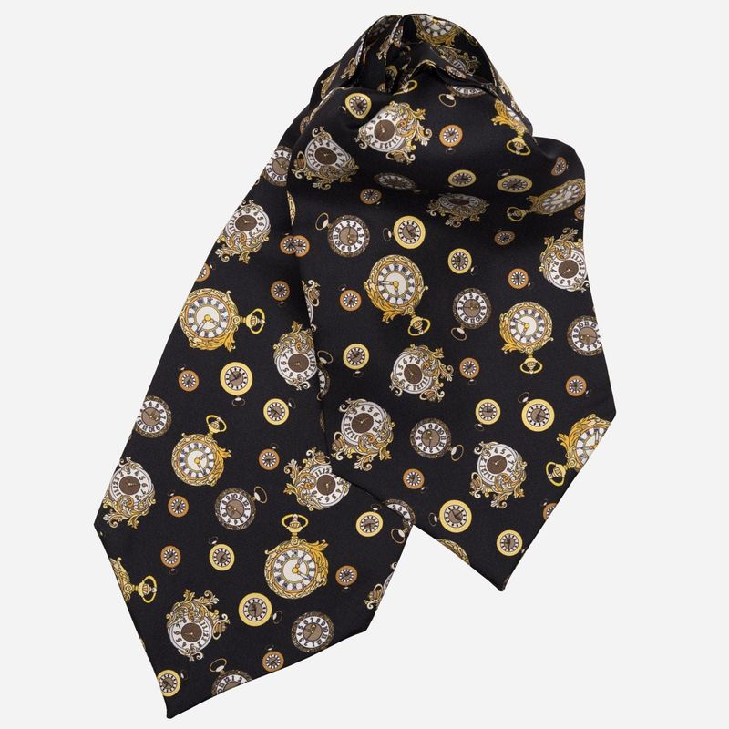 Gilded Keeper - Ascot Krawattenschal aus Seide schwarz