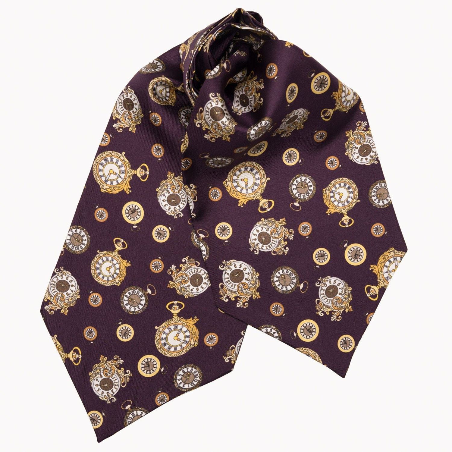 Gilded Keeper - Ascot Krawattenschal aus Seide Pflaume
