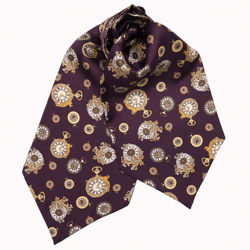 Gilded Keeper - Ascot Krawattenschal aus Seide Pflaume
