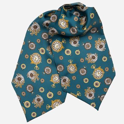 Gilded Keeper - Ascot Krawattenschal aus Seide petrolblau