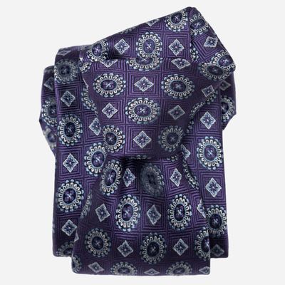 Ercole - Seidenjacquard Krawatte - Violett