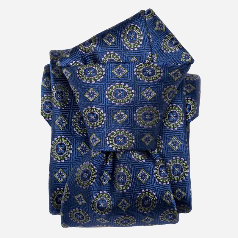 Ercole - Seidenjacquard Krawatte - marineblau