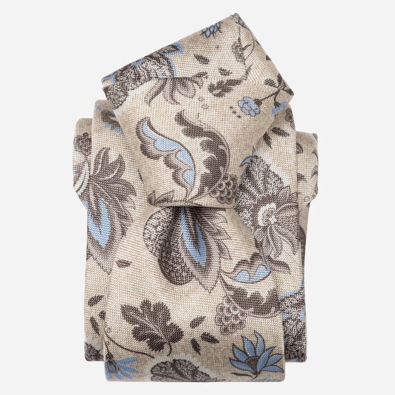 Medici - bedruckte Seidenkrawatte Beige