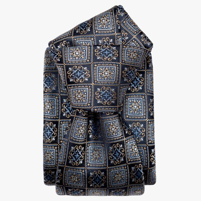 De Sica - Seidenjacquard Krawatte - Marineblau