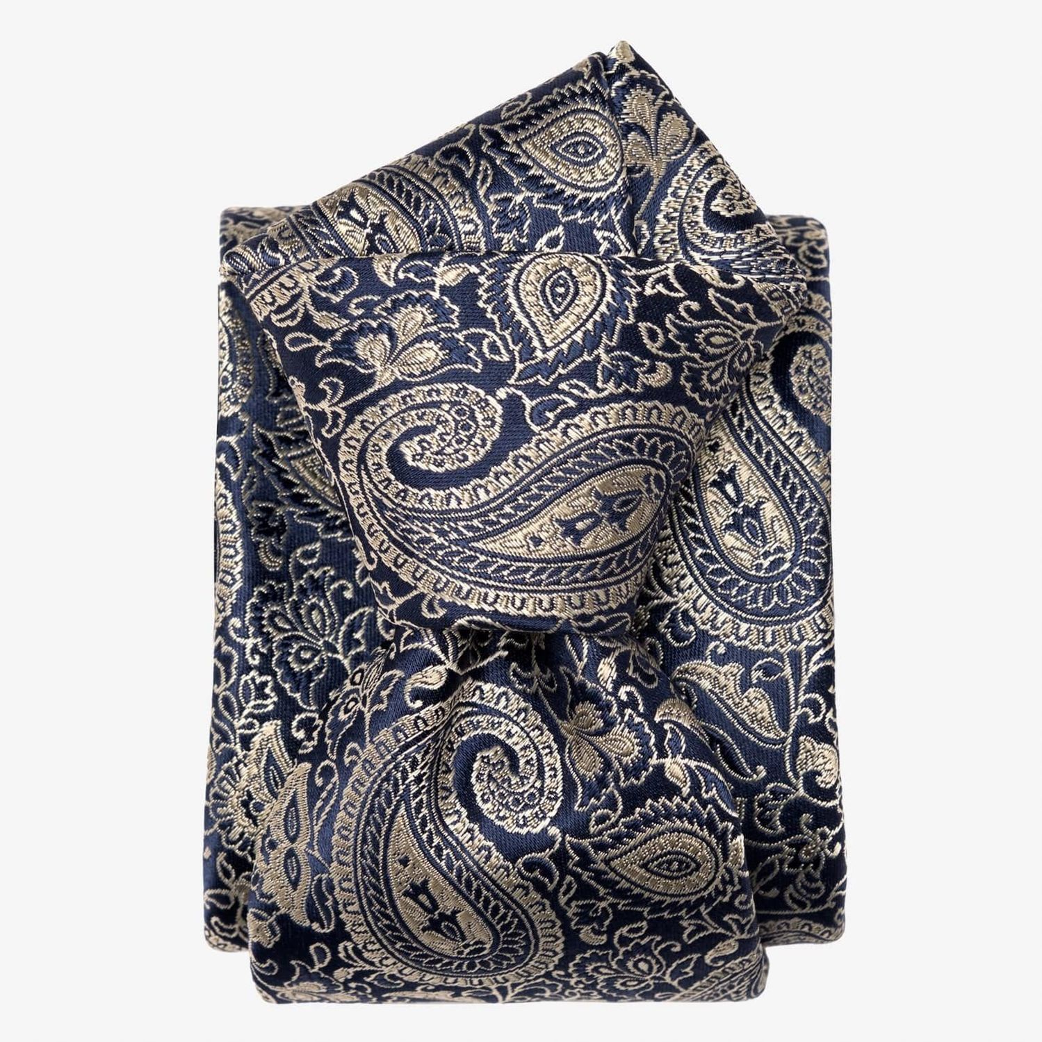 Donatello- Seidenjacquard Krawatte - Navy & Zinn