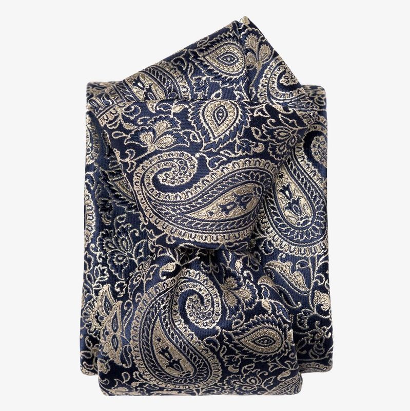 Donatello- Seidenjacquard Krawatte - Navy & Zinn