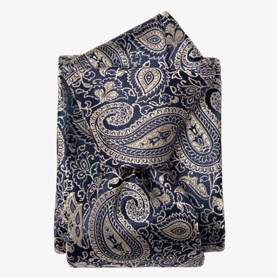 Donatello- Seidenjacquard Krawatte - Navy & Zinn