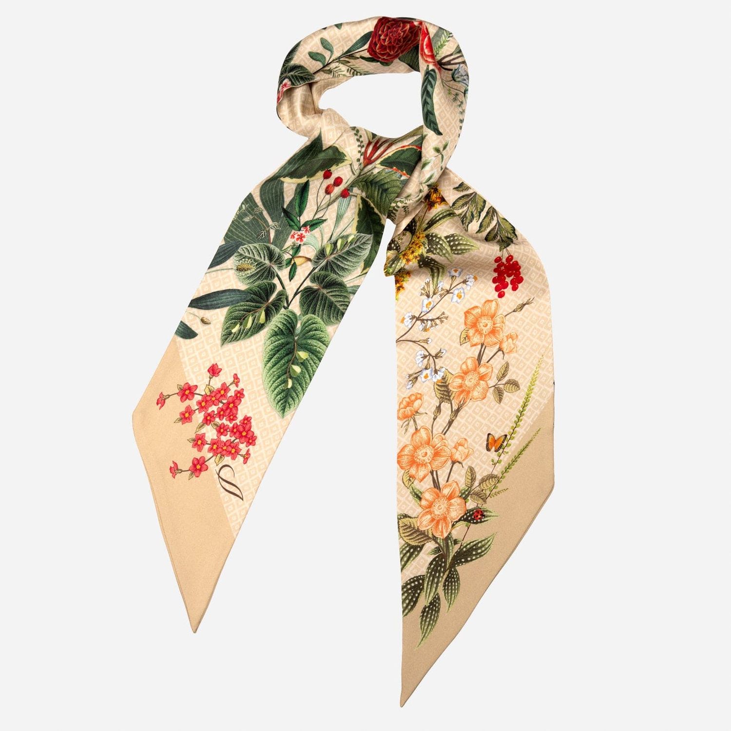 Ornella Bandeau aus Seide floral - beige