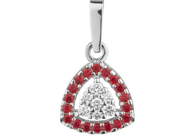 Anhänger Weißgold mit böhmischem Granat und Diamant