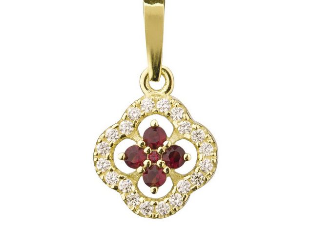 Anhänger Gelbgold mit böhmischem Granat und Diamant