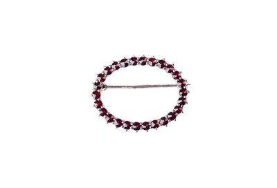 Brosche  mit böhmischer Granat silber