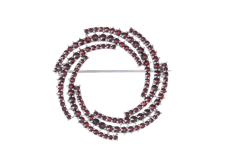 Brosche  mit böhmischer Granat rund