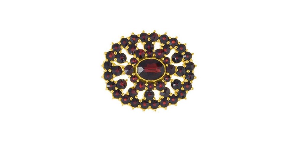 Brosche  mit böhmischer Granat rund