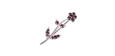 Brosche Blume mit böhmischer Granat
