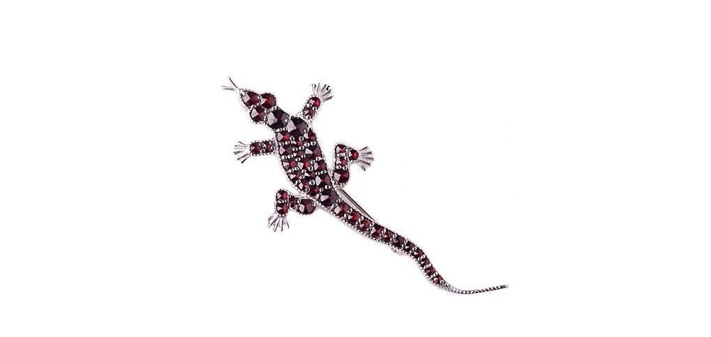 Brosche Eidechse böhmischer Granat Brosche Eidechse böhmischer Granat