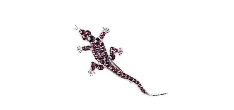 Brosche Eidechse böhmischer Granat