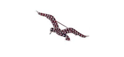 Brosche Vogel böhmischer Granat