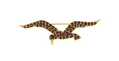 Brosche Vogel böhmischer Granat