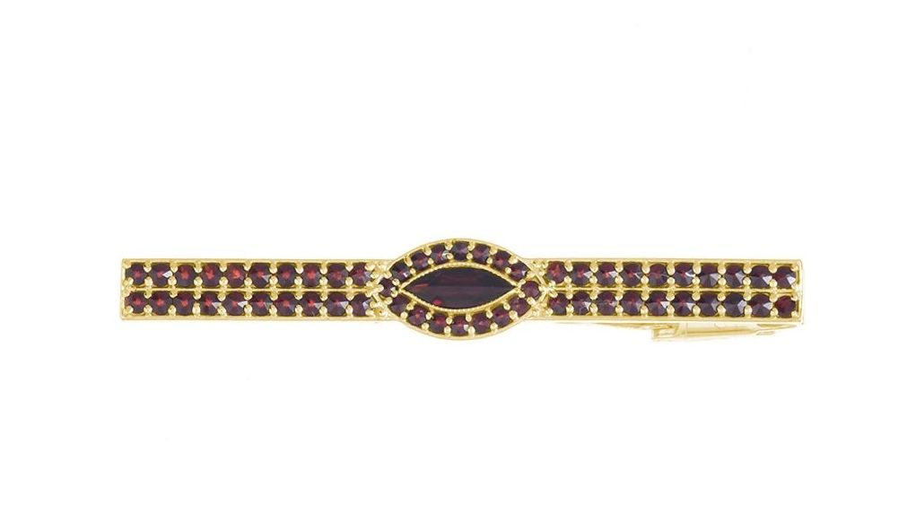 Krawattenklamme - böhmischer Granat vergoldet Krawattenklamme - böhmischer Granat vergoldet