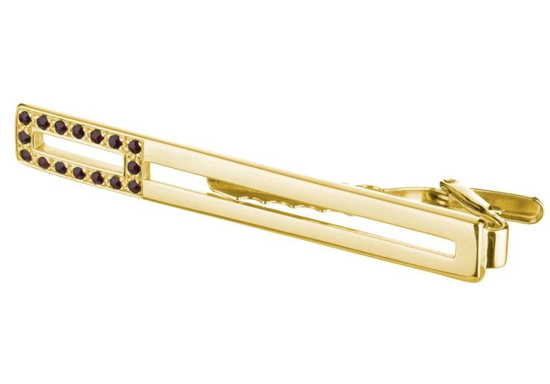 Krawattenklamme - böhmischer Granat vergoldet