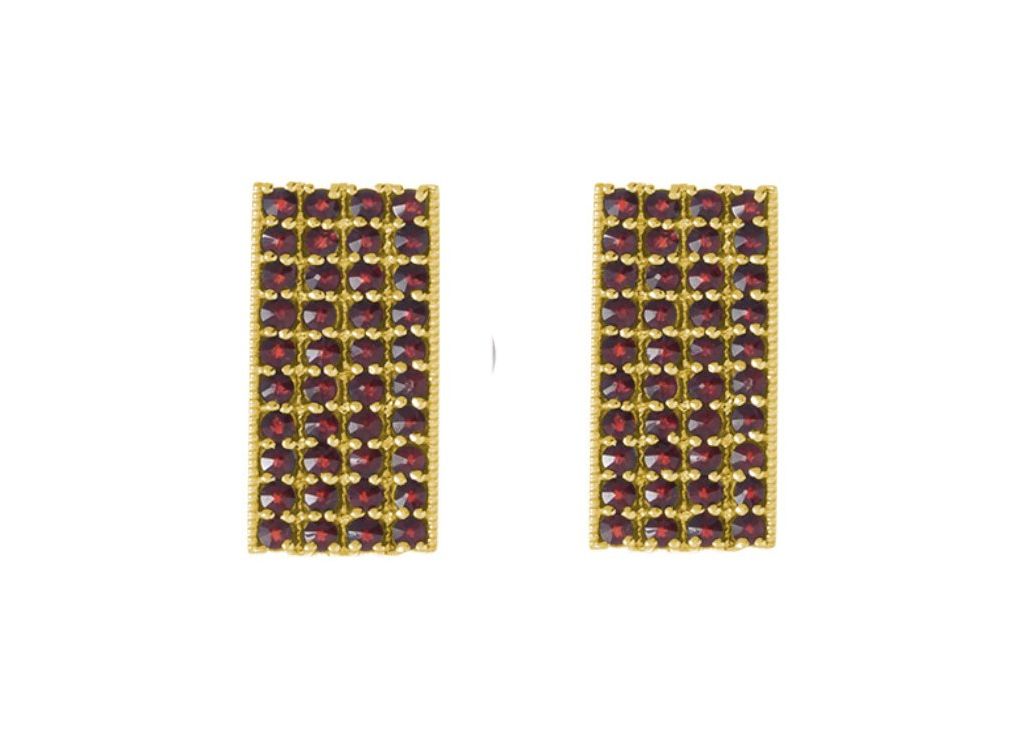 Manschettenknöpfe - böhmischer Granat vergoldet Manschettenknöpfe - böhmischer Granat vergoldet