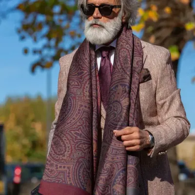 Leone - Woll- Seidenschal Burgunderrot