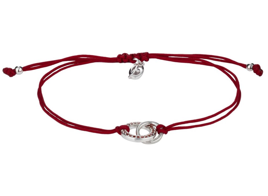 Silberarmband mit Granatstein und zwei Ringen Shamballa Silberarmband mit Granatstein und zwei Ringen Shamballa