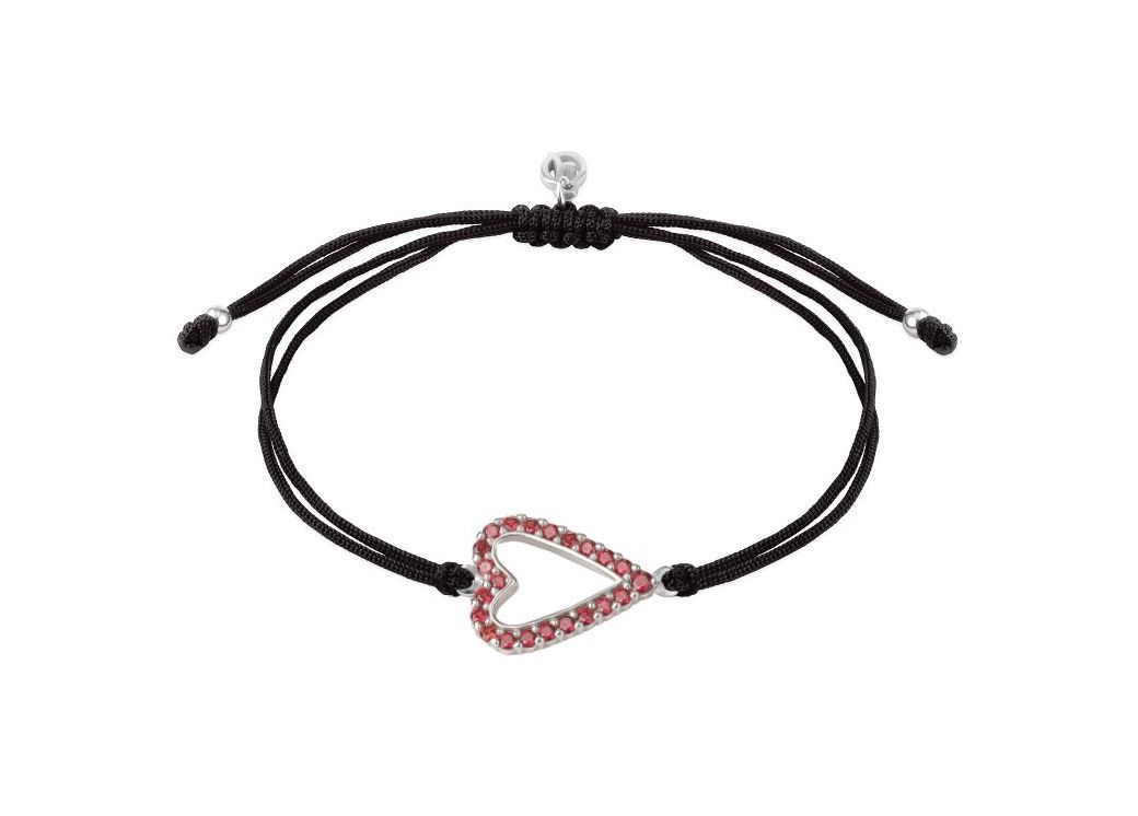 Silberarmband mit Granatstein und Herz Shamballa Silberarmband mit Granatstein und Herz Shamballa