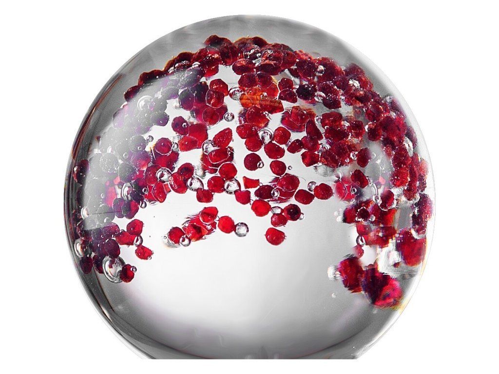 Glaskugel mit böhmischen Granaten - Beschwerer Glaskugel mit böhmischen Granaten - Beschwerer