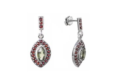 Ohringe böhmischer Granat & Moldavit