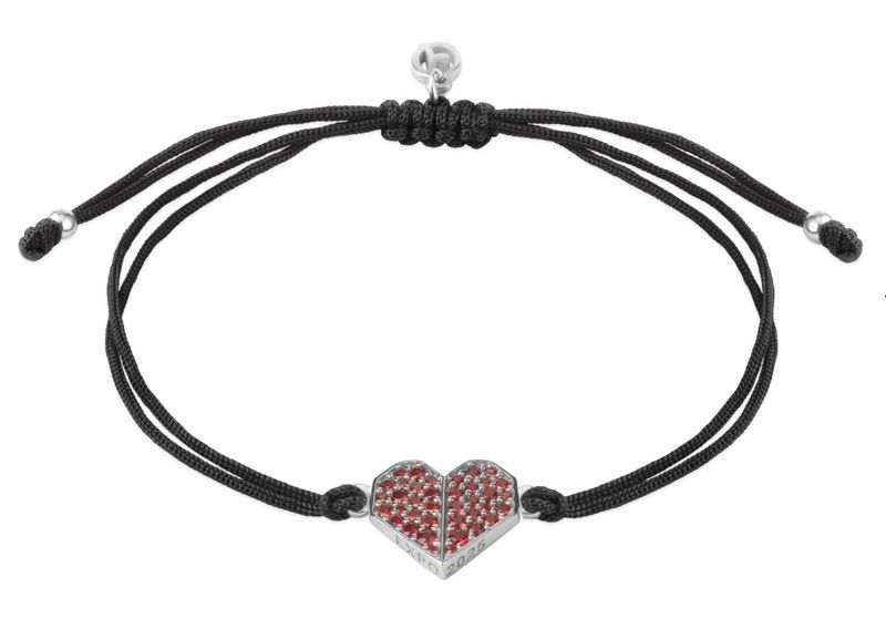 Silberarmband mit Granatstein Shamballa - Herz Silberarmband mit Granatstein Shamballa - Herz