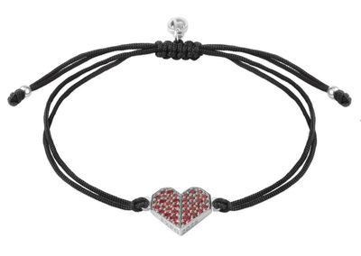 Silberarmband mit Granatstein Shamballa - Herz