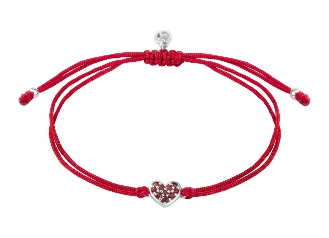Silberarmband mit Granat für Mädchen - klein Herz Silberarmband mit Granat für Mädchen - klein Herz