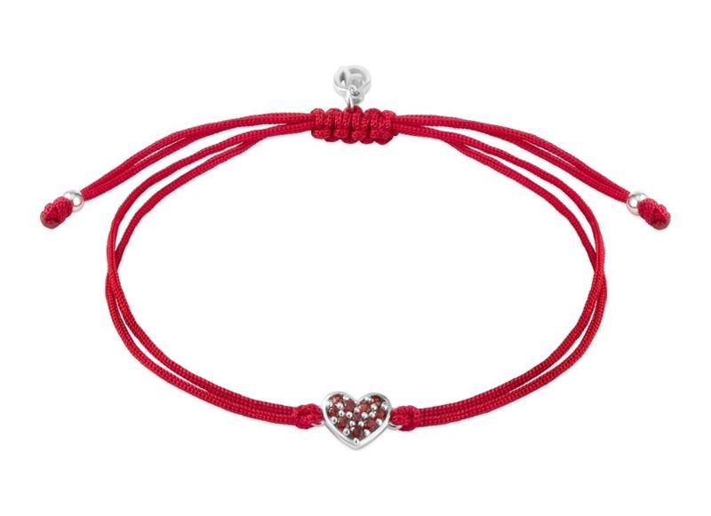 Silberarmband mit Granat für Mädchen - klein Herz Silberarmband mit Granat für Mädchen - klein Herz