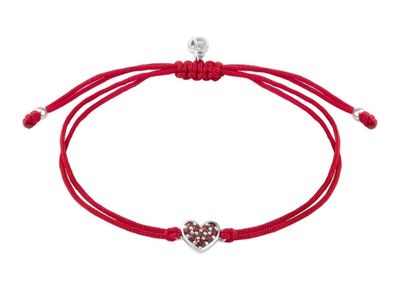 Silberarmband mit Granat für Mädchen - klein Herz