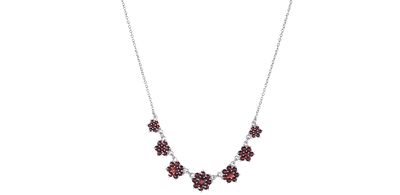 Halskette mit böhmischem Granat  - Blumen