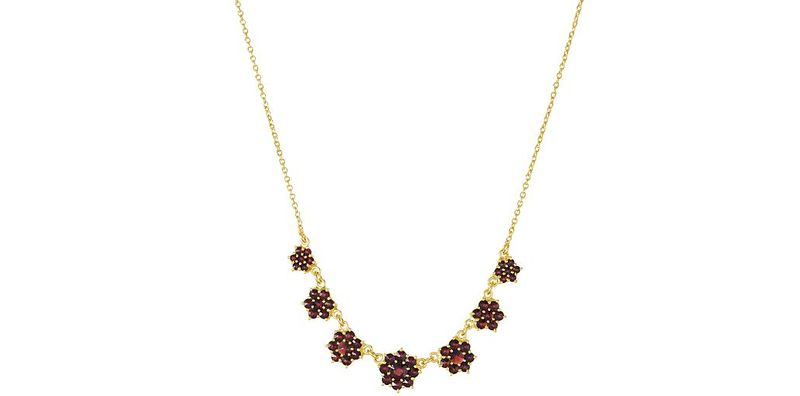 Halskette mit böhmischem Granat  - Blumen