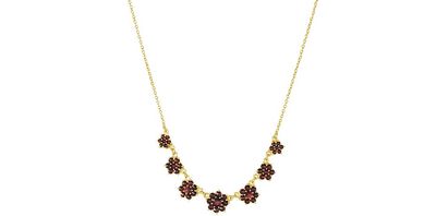 Halskette mit böhmischem Granat  - Blumen