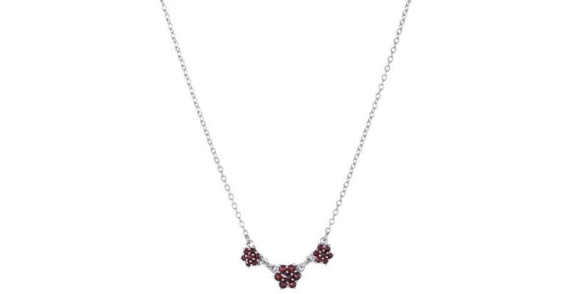 Halskette mit böhmischem Granat  - Blume klein