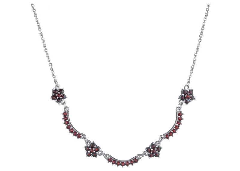 Halskette böhmischer Granat Blumen