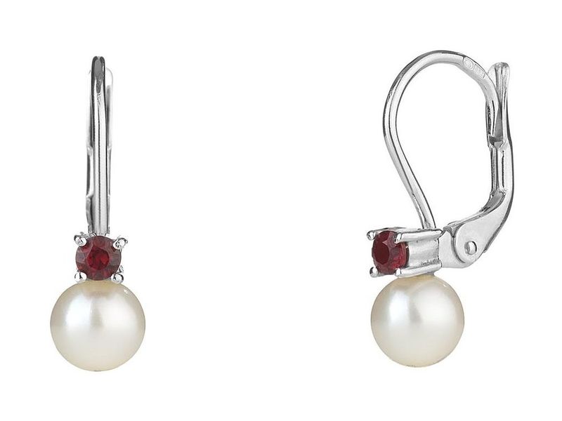 Ohrringe  mit Perle und böhmischem Granat