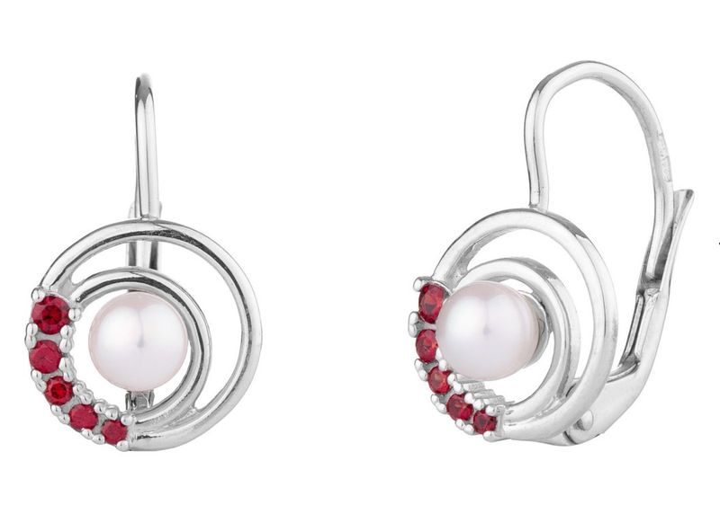 Ohrringe  mit Perle und böhmischem Granat