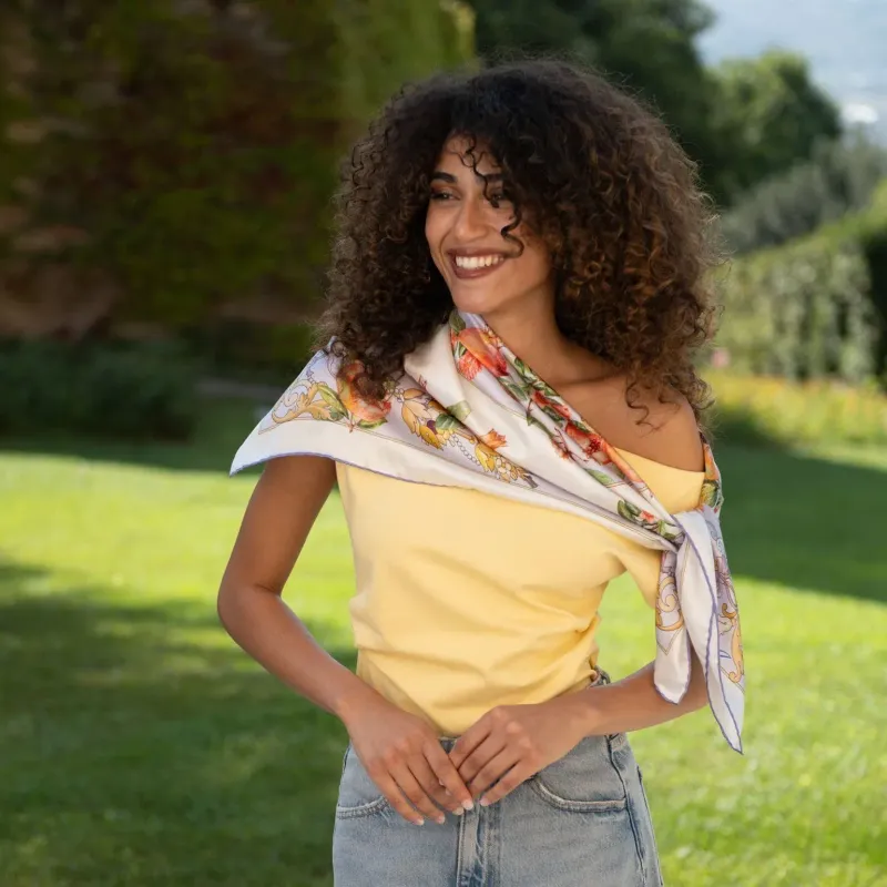 Melograno handgerollte Seidentuch Lavendel