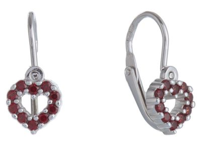 Ohrringe  Herzchen für Kinder-  böhmischer Granat